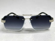 Classy Elegant Luxury Hip Hop Rapper Style SUNGLASSES Silver & Black Frame - Silver Cross & Fleur De Lis 27774