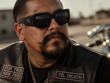 Classic Hardcore Biker Gangster Style LOCS SUNGLASSES Large Thick Matte Black Frame - Dark Lens 91336