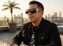 Classic Hardcore Biker Gangster Style LOCS SUNGLASSES Large Thick Black Frame - Dark Lens 91337