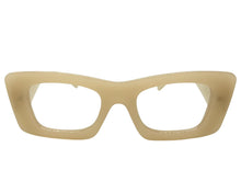 Exaggerated Classic Vintage RETRO Cat Eye Style READING GLASSES READERS Beige Frame - Lens Strength +1.25