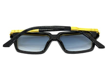 Classic Vintage Retro Luxury Hip Hop Rapper Style SUNGLASSES Square Black & Gold Frame - Blue Lens 81063
