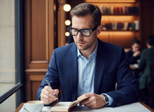Classic Vintage Retro Style EYEGLASSES Blue Light Black Clear Lens - Thick Square Black Frame 80844
