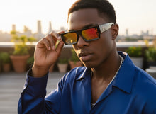 Classic Hardcore Biker Gangster Style LOCS SUNGLASSES X-Large Thick Black Frame - Gold Lens 91321