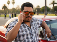 Classic Hardcore Biker Gangster Style LOCS SUNGLASSES X-Large Thick Black Frame - Gold Lens 91321