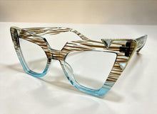Oversized Vintage Retro Cat Eye Style Clear Lens EYEGLASSES Large Striped Optical Frame 13188