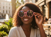 Oversized Classic Vintage Retro Style SUNGLASSES X-Large Round Pink Frame 15032