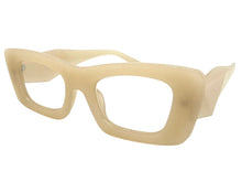 Exaggerated Classic Vintage RETRO Cat Eye Style READING GLASSES READERS Beige Frame - Lens Strength +1.25