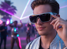 Space Futuristic Robotic Cyclops Modern Contemporary Party Raver SUNGLASSES Sleek Silver Frame LH315