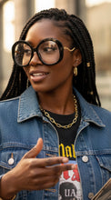 Oversized Vintage Retro Style Clear Lens EYEGLASSES Large Round Black Frame 16020