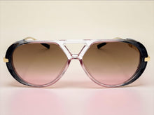 Classy Elegant Vintage Retro Aviator Style SUNGLASSES Large Pink & Gold Frame 2888