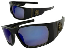 Classic Hardcore Gangster Biker Style Choppers SUNGLASSES Thick Black Frame - Blue Lens 6786