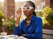 Exaggerated Classic Vintage RETRO Cat Eye Style READING GLASSES READERS Off White Frame - Lens Strength +3.50
