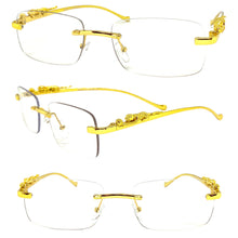 Classy Elegant Sophisticated Luxury Style Clear Lens EYEGLASSES Rimless Gold Frame E0661