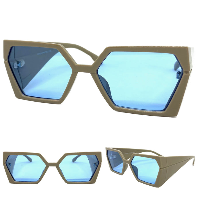 Exaggerated Modern Retro Futuristic Style SUNGLASSES Thick Funky Gray Frame 80811