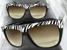 Oversized Classic Vintage Retro Style SUNGLASSES Large Black Zebra Frame 1201