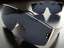 Oversized Futuristic Modern Retro Shield Style SUNGLASSES Large Flat Dark Lens 10858