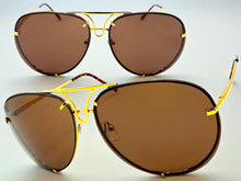 Oversized Exaggerated Vintage Retro Style SUNGLASSES Large Gold Frame 4165