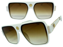 Classic Vintage Retro Luxury Hip Hop Rapper Style SUNGLASSES Large White & Gold Frame 3078