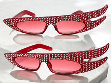 Exaggerated Unusual Funky Vintage Retro Style SUNGLASSES Red Bling Frame 7524