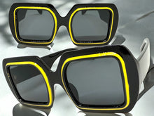 Oversized Exaggerated Vintage Retro Style SUNGLASSES Large Square Black Frame 1351