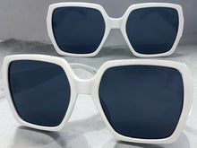 Oversized Vintage Retro Style SUNGLASSES Large Square White Frame E1275