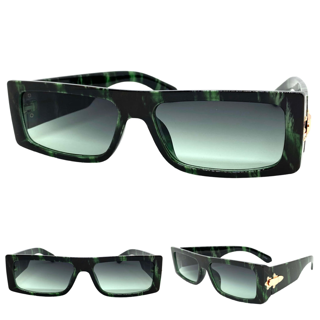 Classic Luxury Retro Hip Hop Style SUNGLASSES Marble Lens 30421