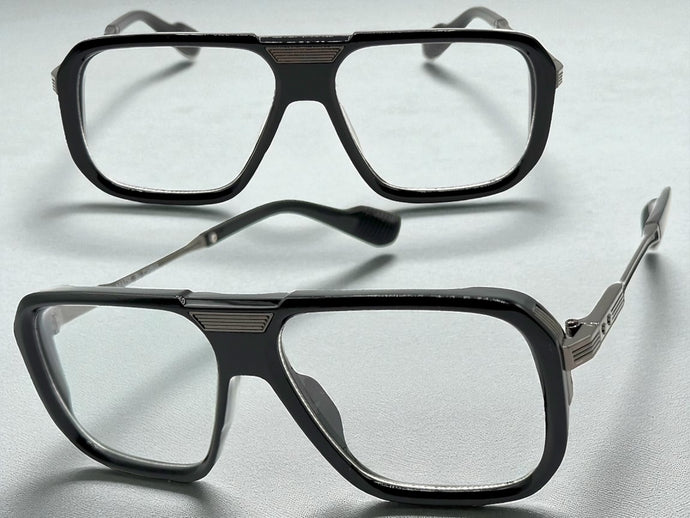 Classic Vintage Retro Hip Hop Rapper Style Clear Lens EYEGLASSES Black & Gunmetal Frame 76006