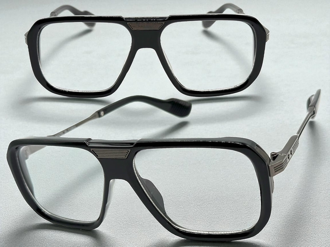 Classic Vintage Retro Hip Hop Rapper Style Clear Lens EYEGLASSES Black & Gunmetal Frame 76006