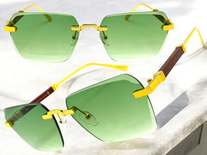 Classy Elegant Luxury Modern Style SUNGLASSES Rimless Gold Frame 5331
