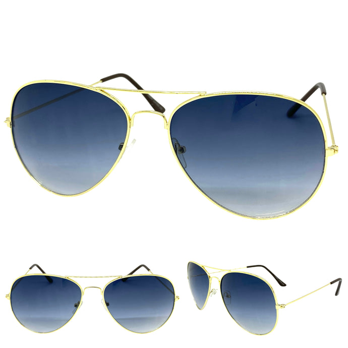 Classic Vintage Retro Aviator Style SUNGLASSES Gold Frame 1106