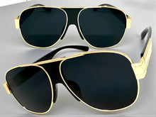 Classic Hardcore Biker Gangster Hip Hop Rapper Style SUNGLASSES Gold & Black Frame - Super Dark Lens 4000
