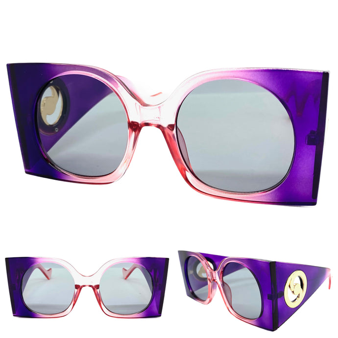 Oversized Exaggerated Classic Vintage Retro Style SUNGLASSES Huge Square Purple Frame 2158