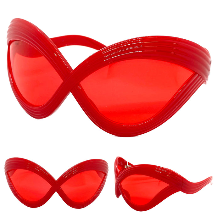 Oversized Exaggerated Modern Retro Futuristic Style SUNGLASSES Large Red Frame 2159