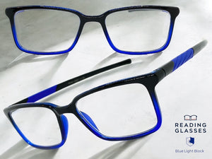 Classy Contemporary Modern Style READING GLASSES READERS Black Frame Lens Strength +1.25