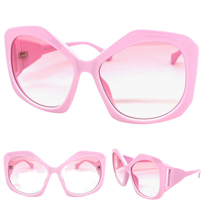 Oversized Exaggerated Vintage Retro Style SUNGLASSES Huge Pink Frame 1222