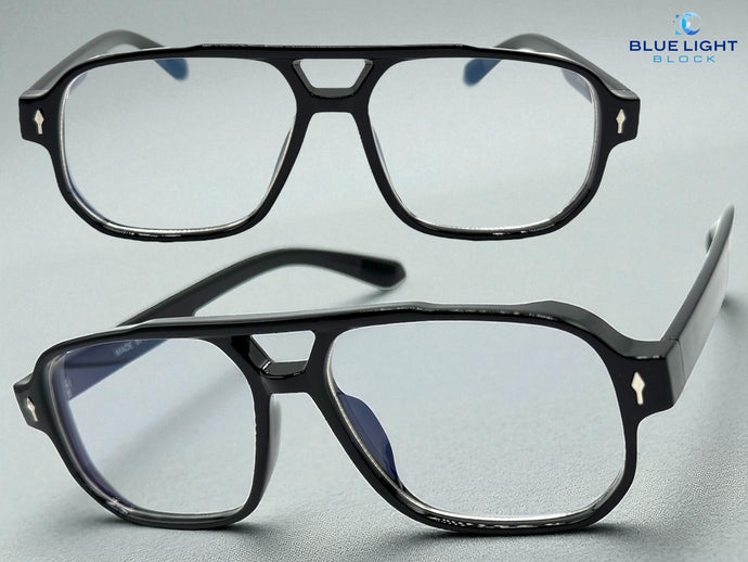 Classic Vintage Retro Style Clear Lens Blue Light Block Computer EYEGLASSES Black Frame 55013