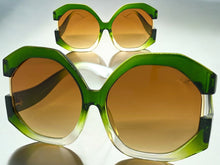 Oversized Vintage Retro Style SUNGLASSES X-Large Huge Green Frame 80848