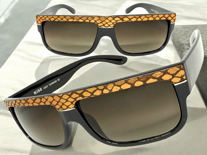 Classic Vintage Retro Hip Hop Rapper Pimp Style SUNGLASSES Thick Black Snakeskin Frame 1221
