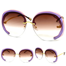 Exaggerated Classic Vintage Retro Style SUNGLASSES Round Light Rose Lens 2272