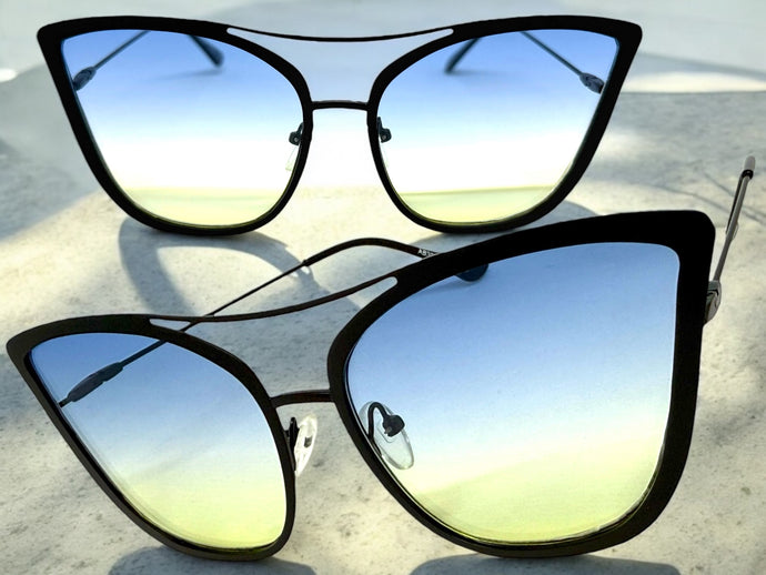 Classic Vintage Retro Cat Eye Style SUNGLASSES Funky Matte Black Frame A305