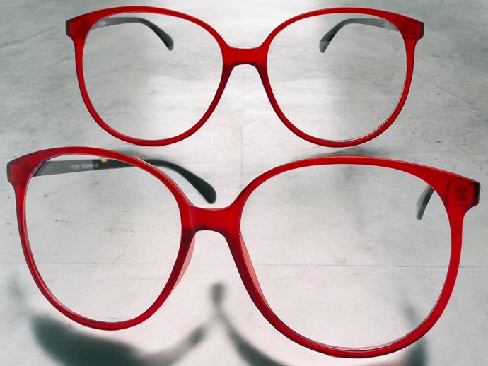 Oversized Classic Vintage Retro Style Clear Lens EYEGLASSES Large Round Red Frame I129