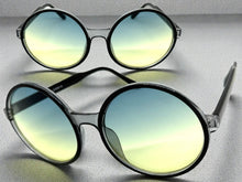 Oversized Exaggerated Vintage Retro Style SUNGLASSES Round Black Frame - Green Lens 1734
