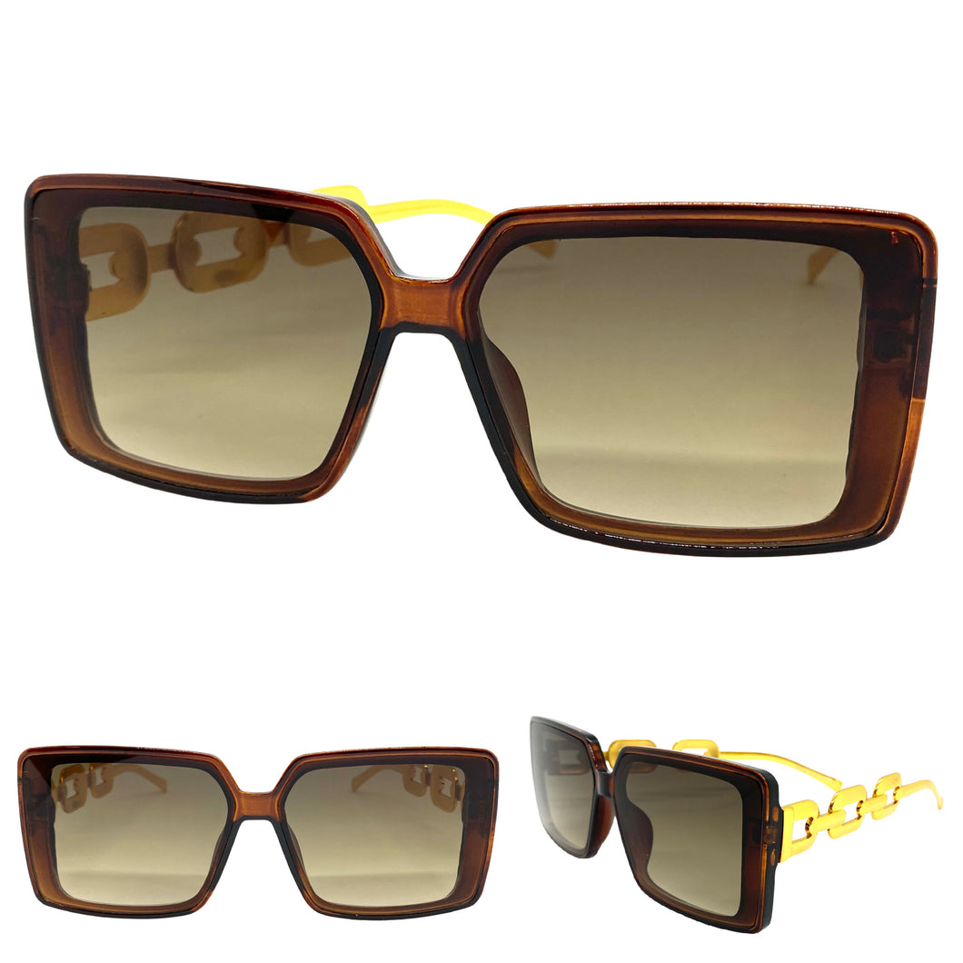 Classy Elegant Modern Retro Style SUNGLASSES Brown Frame E1820