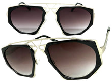 Exaggerated Classic Vintage Retro Style SUNGLASSES Unique Black & Silver Frame 4464