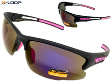 Sporty Wrap Around Cycling Fishing Biker SUNGLASSES Sleek Black Frame - Purple Lens 2754