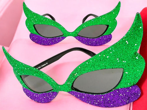 Vibrant Mardi Gras Party Club Beach Cruise Raver Festival SUNGLASSES Fun Shades Glitter Frame C924
