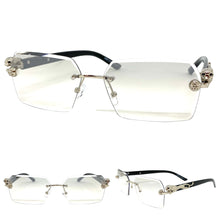 Classy Elegant Sophisticated Modern Luxury Style Clear Lens SUNGLASSES Silver & Black Frame E0969