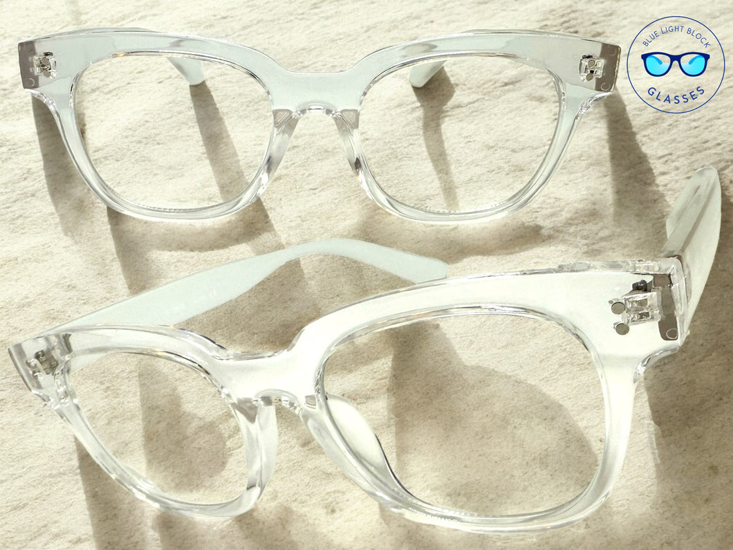 Classic Vintage Retro Style Clear Lens Blue Light Block Computer EYEGLASSES Crystal Clear Frame I135