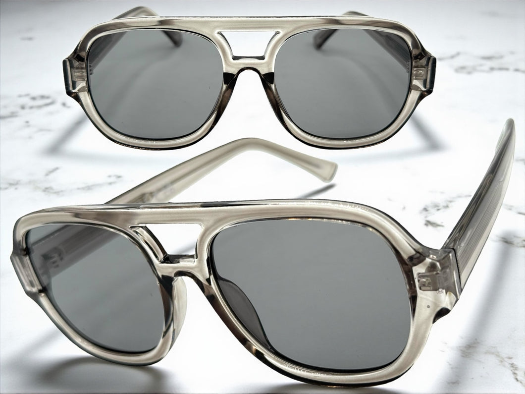 Classic Vintage Retro Style SUNGLASSES Large Thick Gray Acetate Frame C005