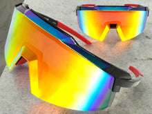 Oversized Retro Sporty Wrap Around Shield Style SUNGLASSES Large Frame - Gold Lens 80963